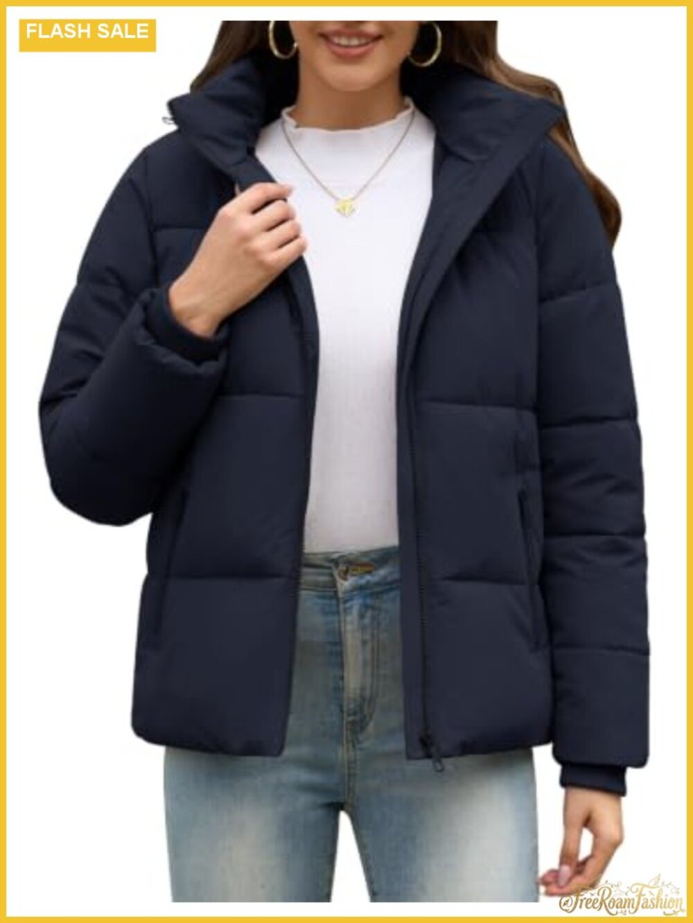Women's Short Puffer Jacket Water-Repellent Quilted Winter Coat